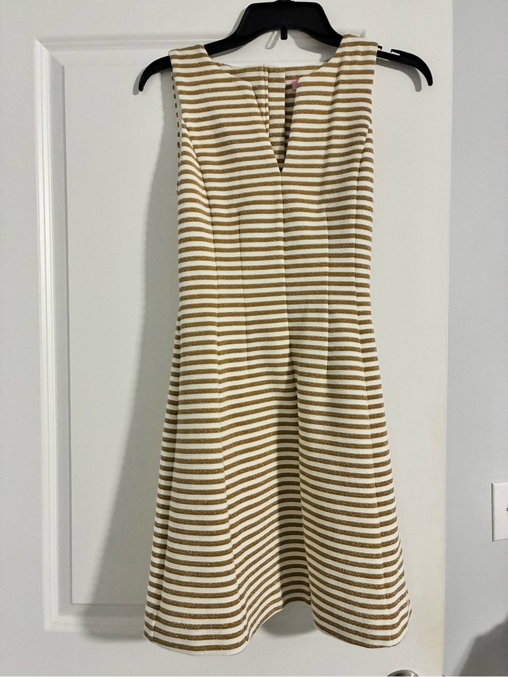Lilly Pulitzer Striped A-Line Dress in White and Beige